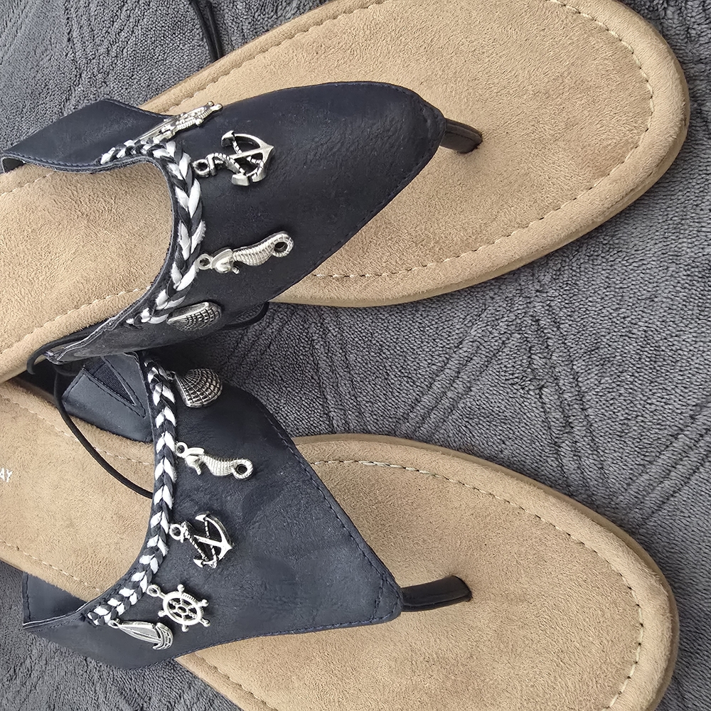 St. John's Bay Blue and Tan Braided Sandals